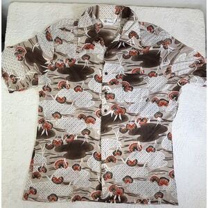 RARE Vtg 60s 70s MR. CALIFORNIA Disco Shirt Men's XL Abstract Asian Print